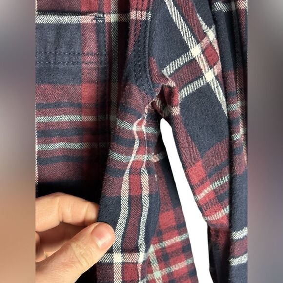 Ridgecut Toughwear Men’s Medium Red & Navy Checkered Flannel Button Down Shirt - Picture 8 of 13